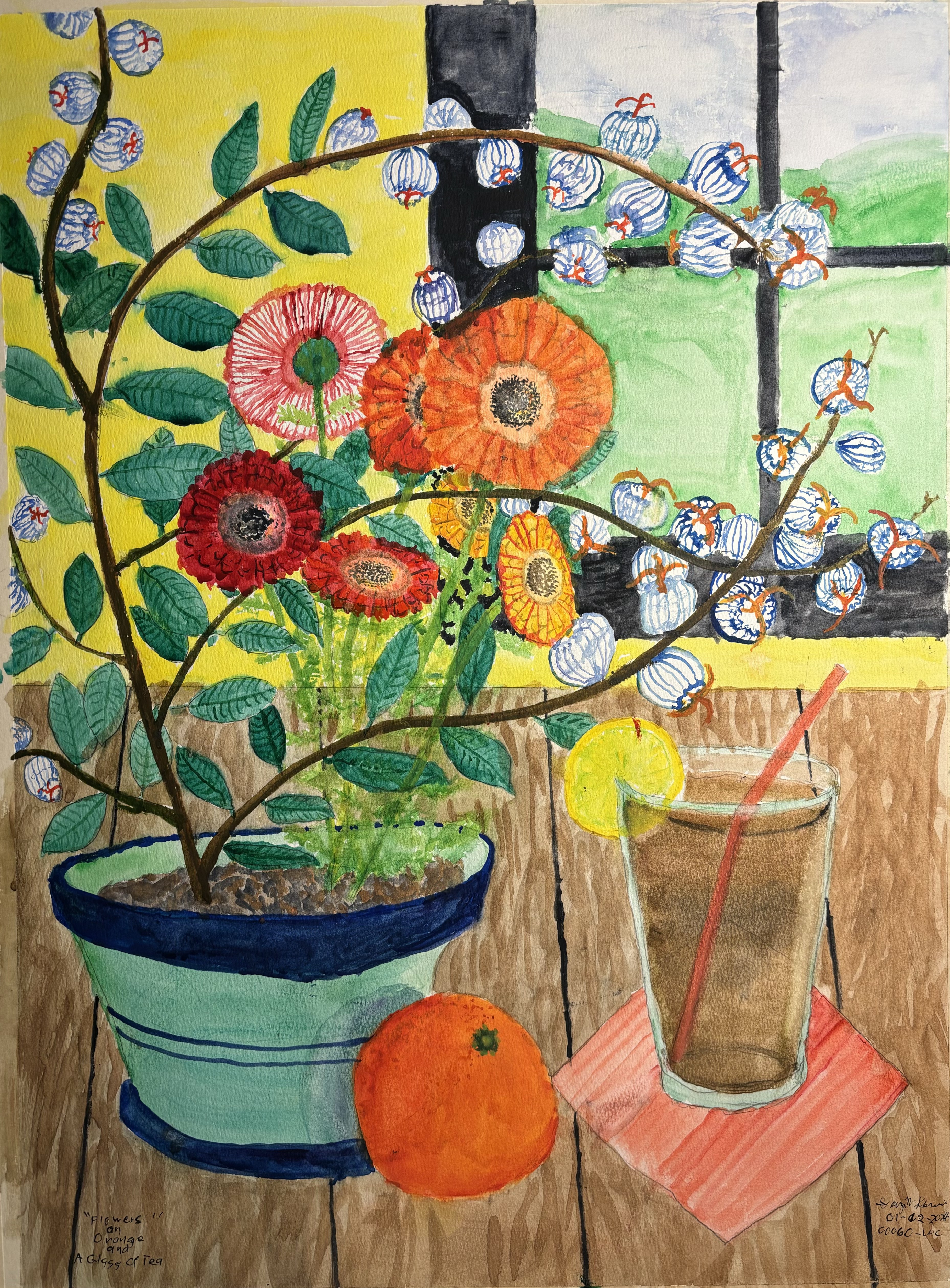 20240112-Flowers-Orange-Glass-of-Tea